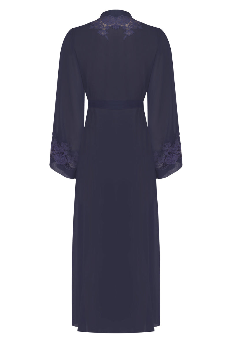 SAPPHIRE LONG SILKY INDIGO ROBE - CULT MIA