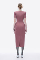 Tiny Ink Mystic Elegance pink hand-painted midi dress, flowing fabric, elegant design, perfect for stylish occasions.