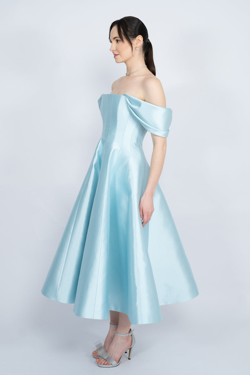 BLUE CORSETED BODICE MAXI DRESS - CULT MIA