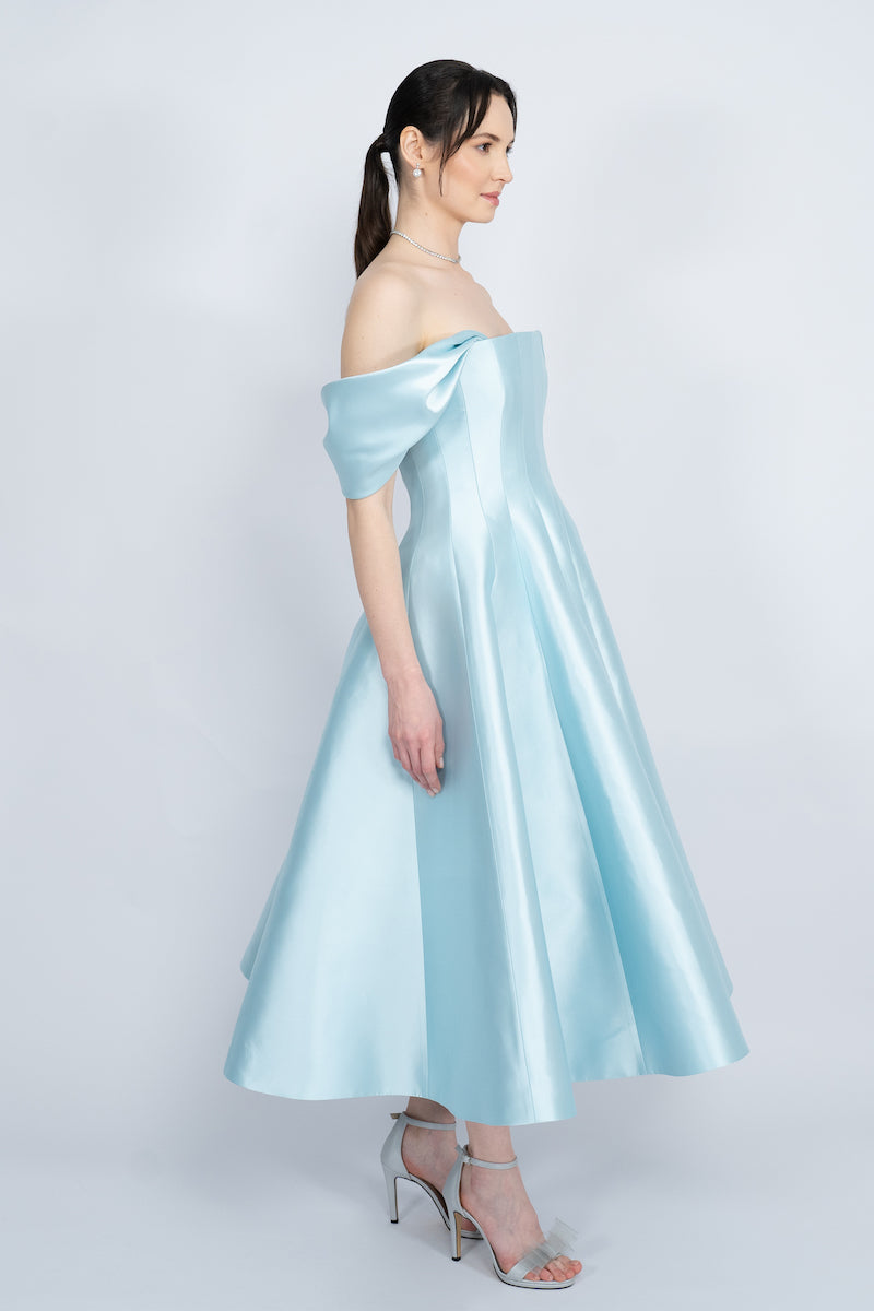 BLUE CORSETED BODICE MAXI DRESS - CULT MIA