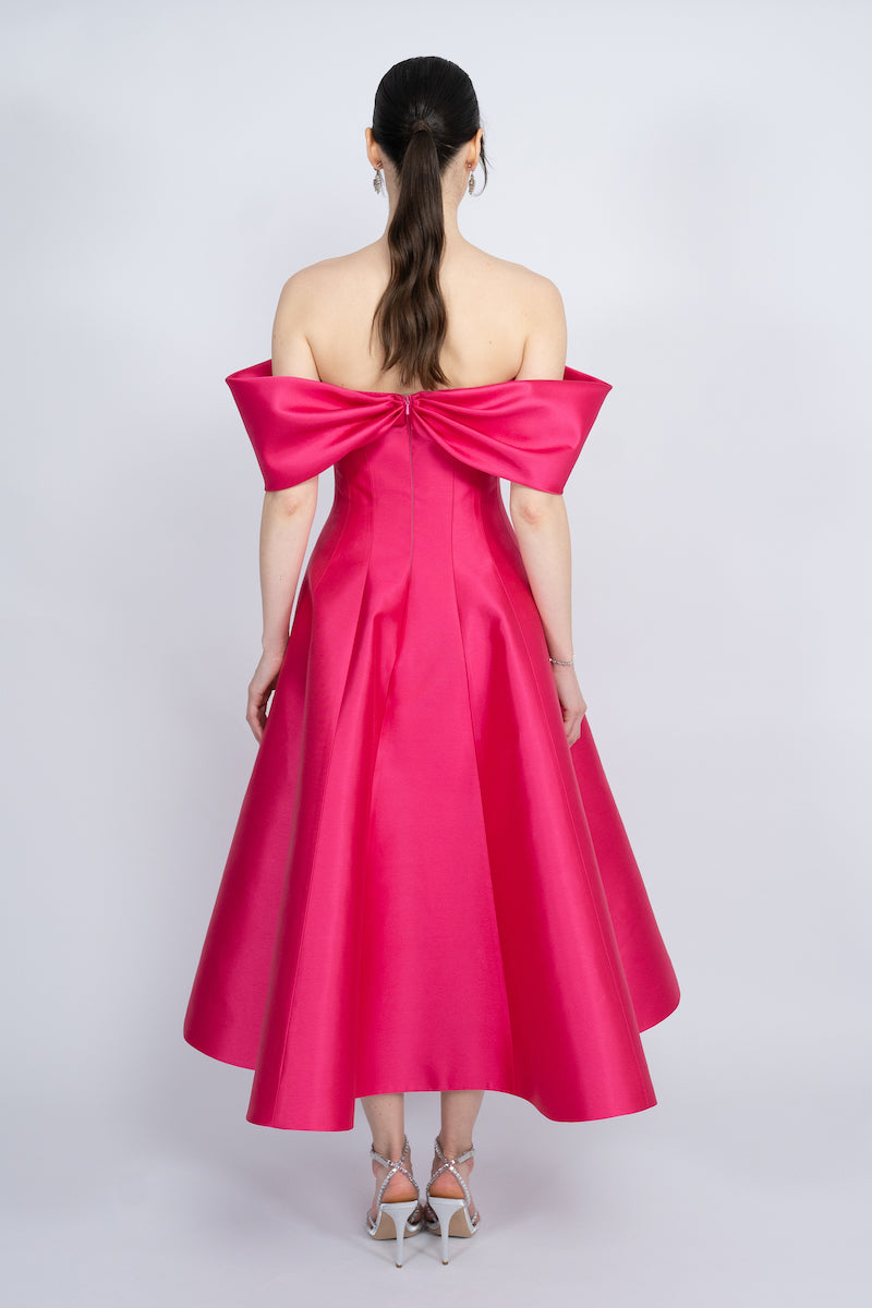 FUCHSIA CORSETED BODICE MAXI DRESS - CULT MIA
