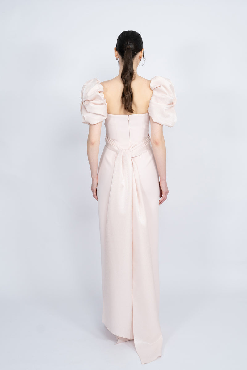 POWDER BALLOON SLEEVE LONG DRESS - CULT MIA