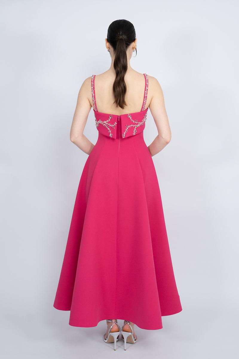 FUCHSIA STRAP SHOULDER MAXI DRESS - CULT MIA