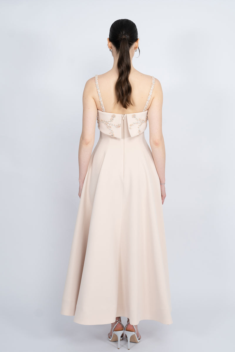 NUDE STRAP SHOULDER MAXI DRESS - CULT MIA