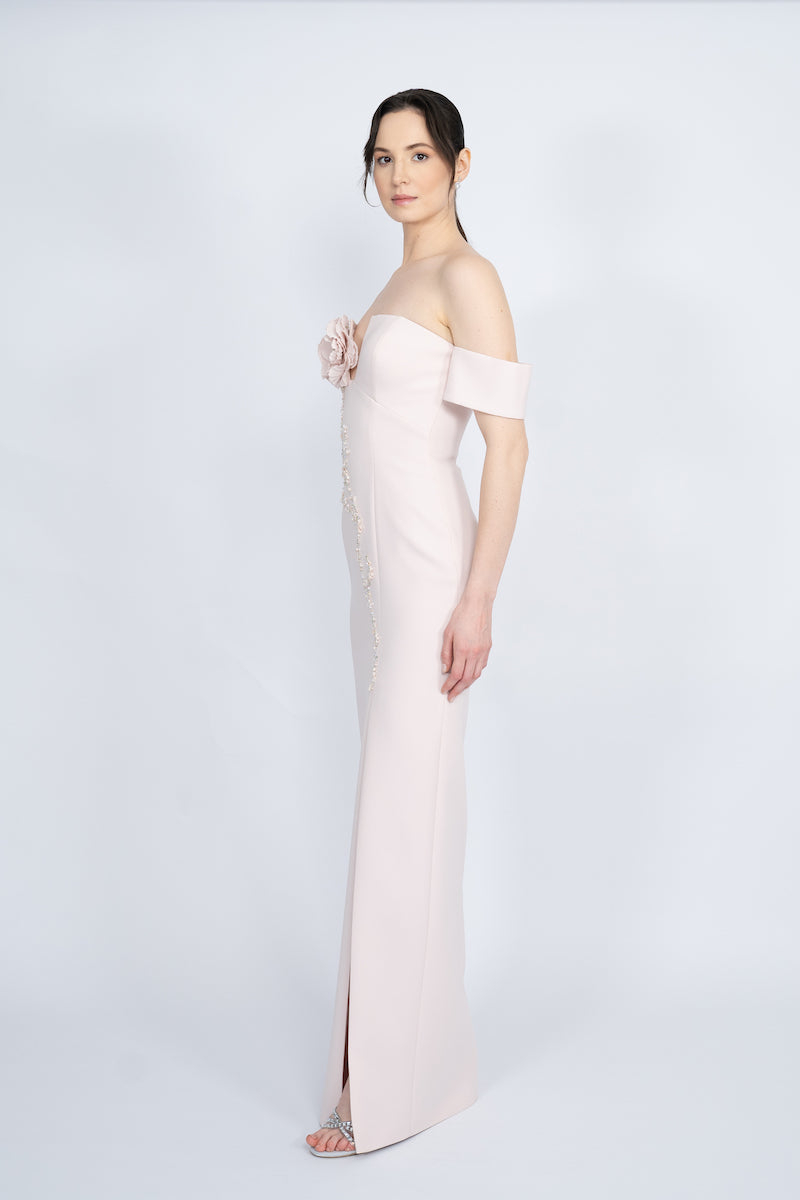 POWDER OFF-SHOULDER LONG DRESS - CULT MIA