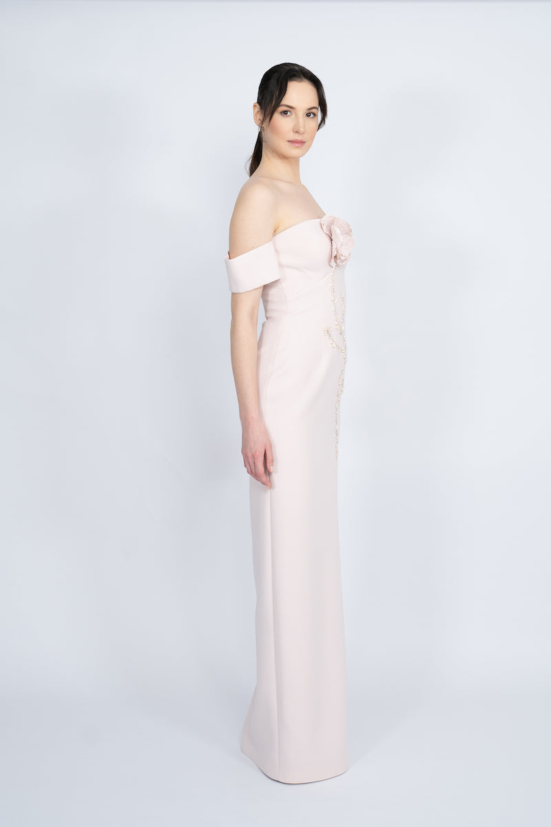 POWDER OFF-SHOULDER LONG DRESS - CULT MIA