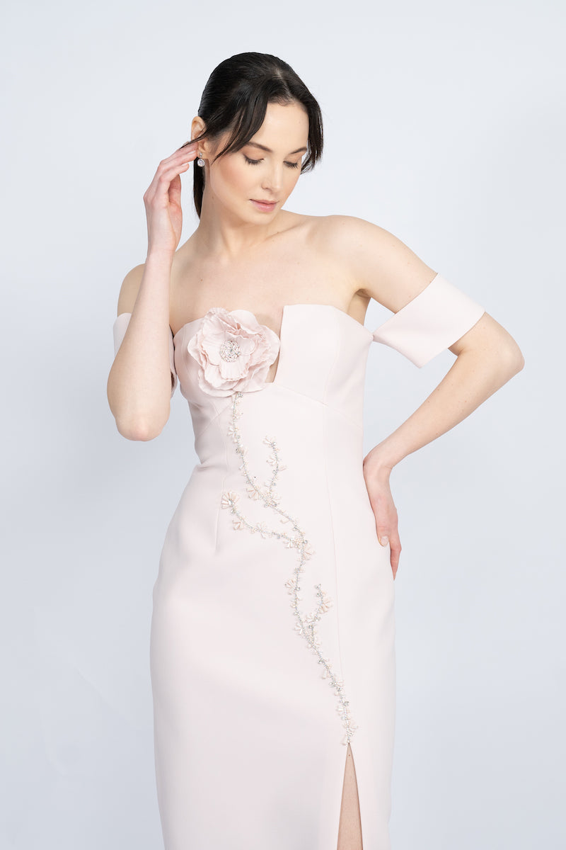 POWDER OFF-SHOULDER LONG DRESS - CULT MIA