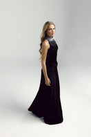 Francisco Arce ZENE midi dress with floral pattern, sleeveless design, and fitted waist displayed on a hanger.