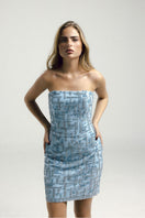 Francisco Arce INES mini dress in vibrant fabric, fitted silhouette, with sleeveless design and stylish neckline.