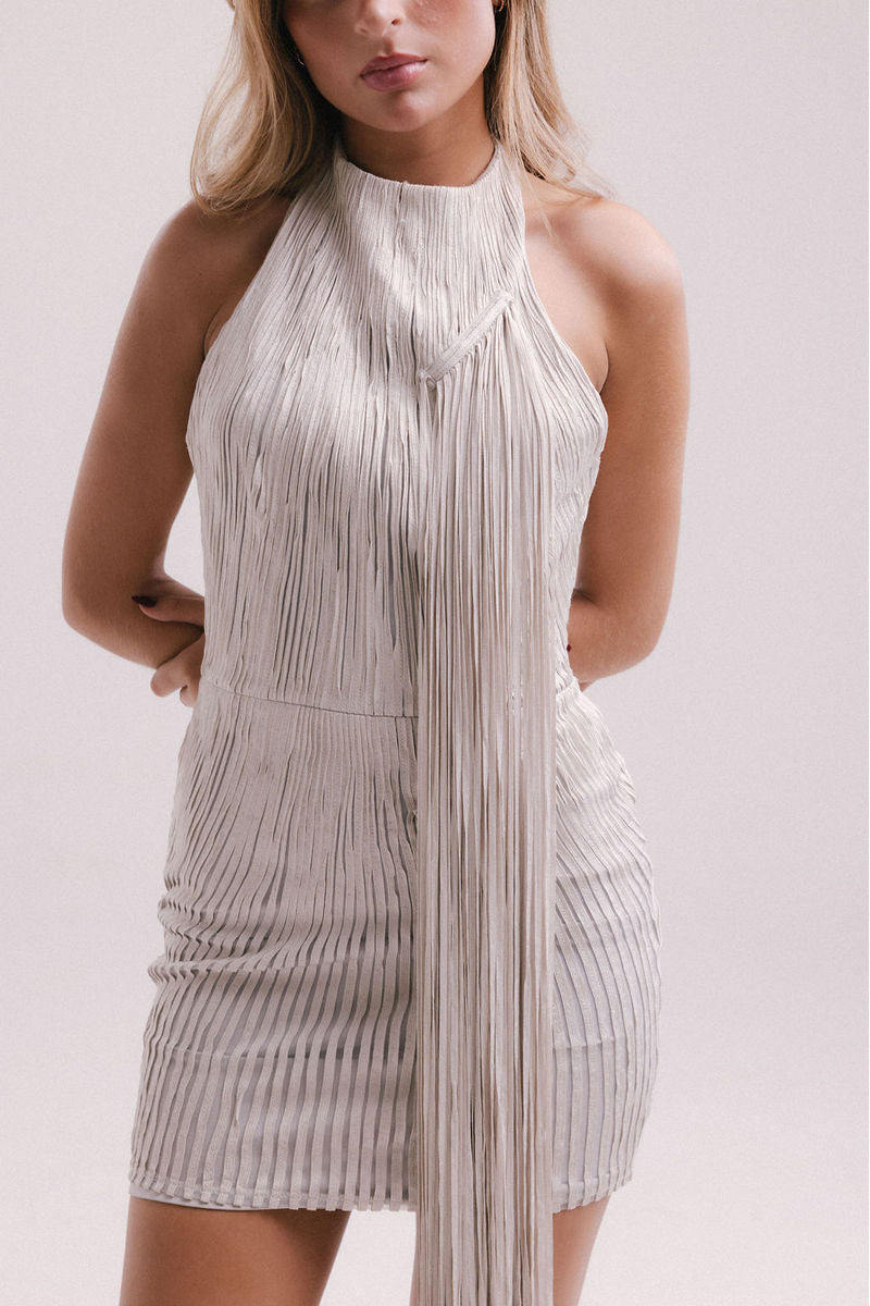 Francisco Arce LIOR mini dress featuring a stylish, fitted silhouette with a vibrant pattern and sleeveless design.