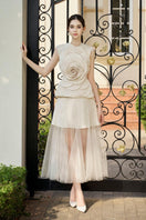 Rosee de Matin Brittany flower co-ord set featuring a floral print top and matching pants on a model.