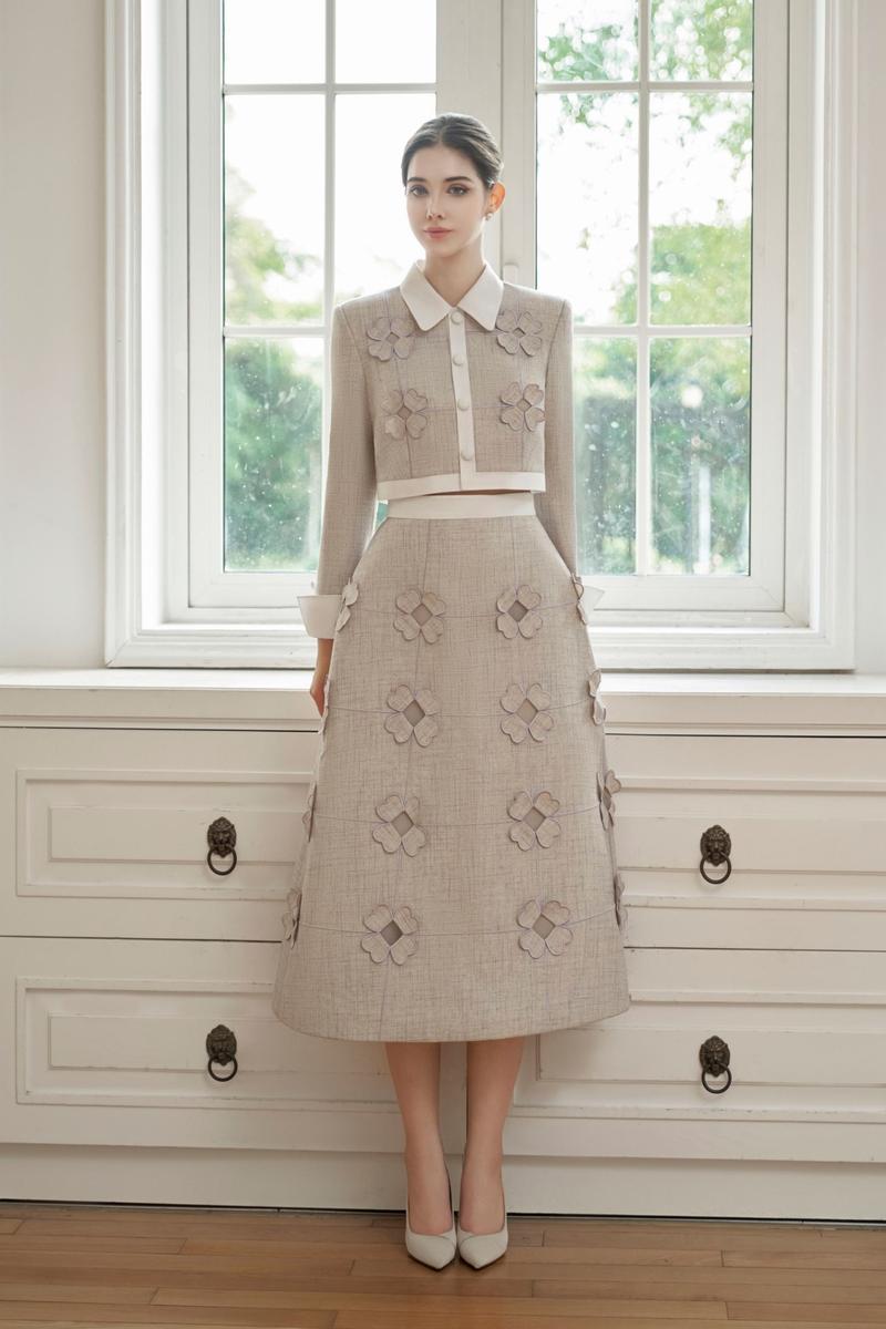 Rosee de Matin GIANA cropped co-ords set featuring a collared neck top and matching polycotton bottoms, stylish and comfortable.