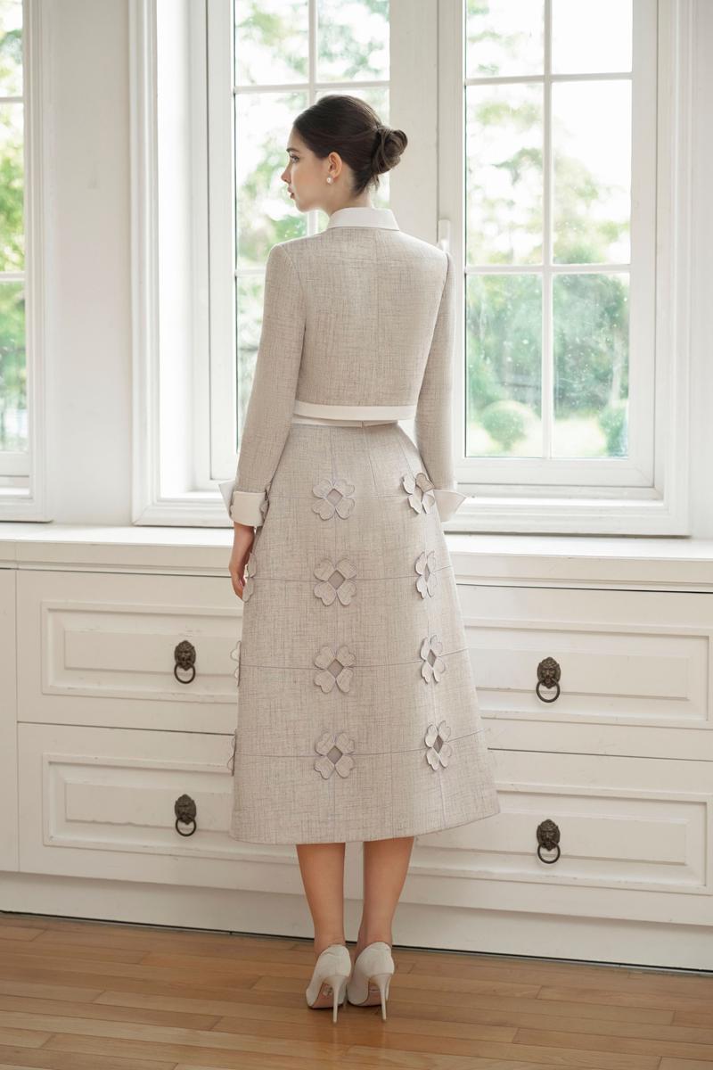Rosee de Matin GIANA cropped co-ord set with collared neck in polycotton, featuring a stylish cropped top and matching pants.