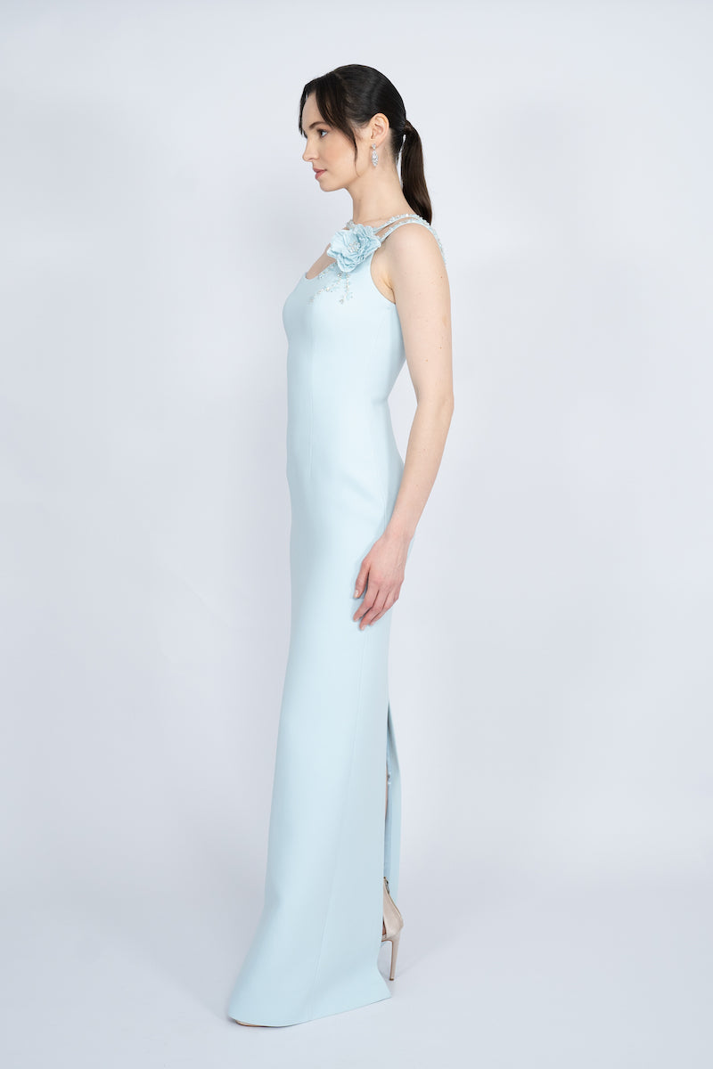 BLUE ONE-SHOULDER LONG DRESS - CULT MIA
