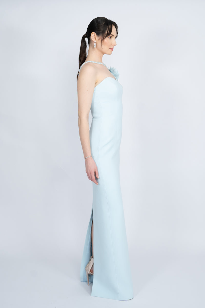 BLUE ONE-SHOULDER LONG DRESS - CULT MIA