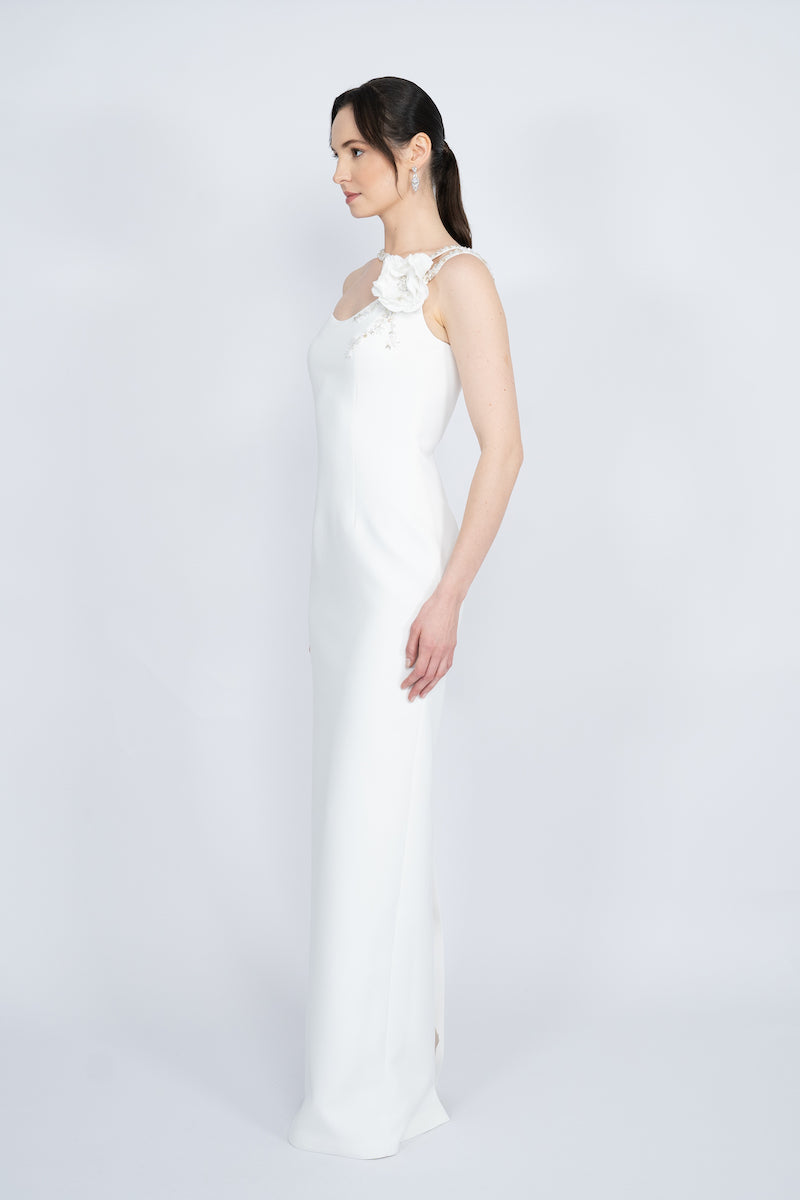 WHITE ONE-SHOULDER LONG DRESS - CULT MIA