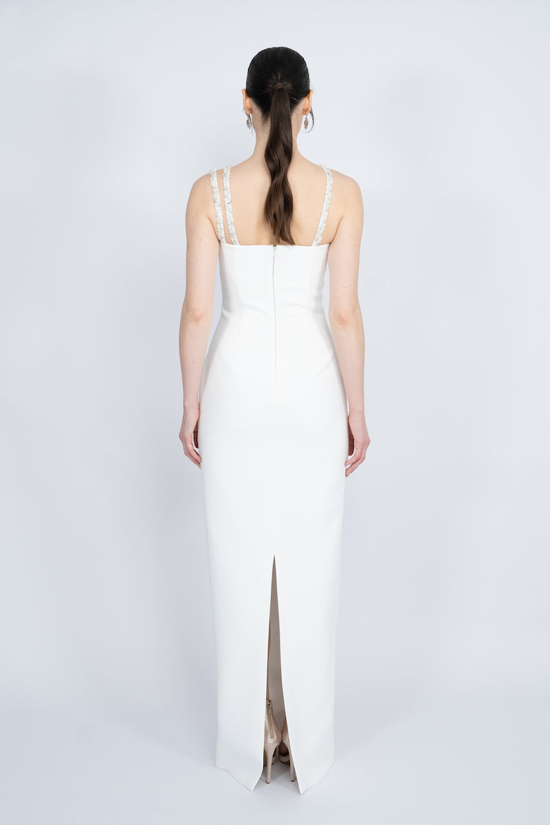 WHITE ONE-SHOULDER LONG DRESS - CULT MIA