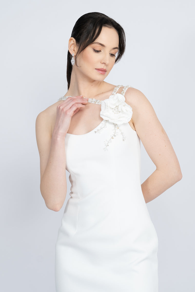 WHITE ONE-SHOULDER LONG DRESS - CULT MIA