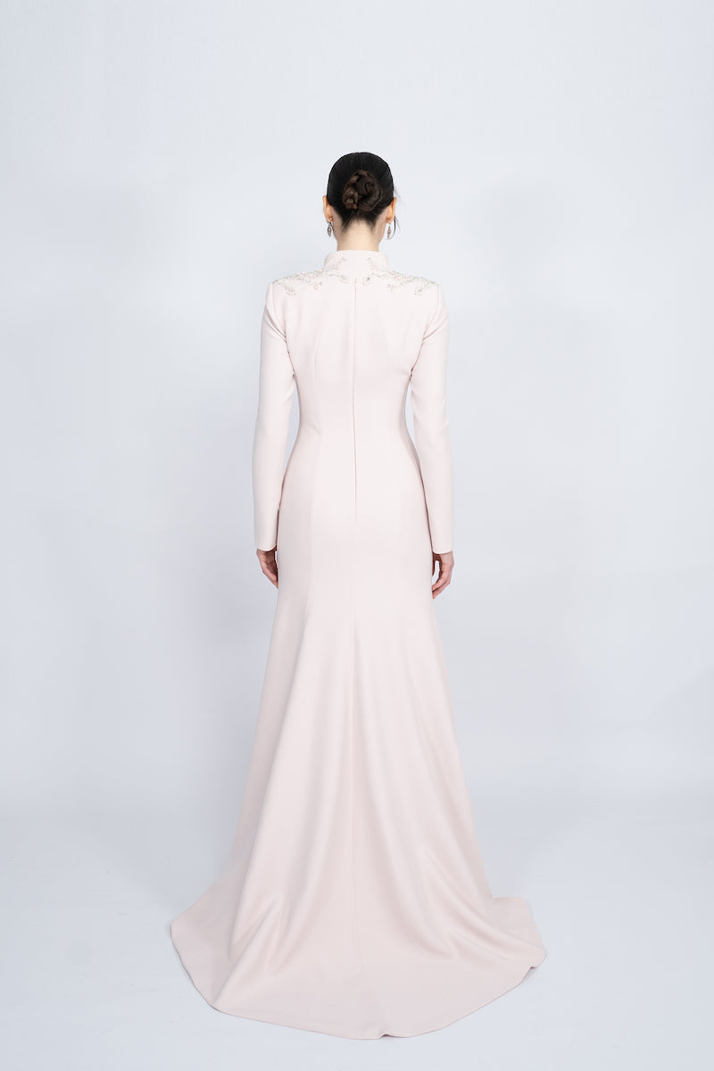 POWDER PADDED SHOULDER LONG JACKET DRESS - CULT MIA