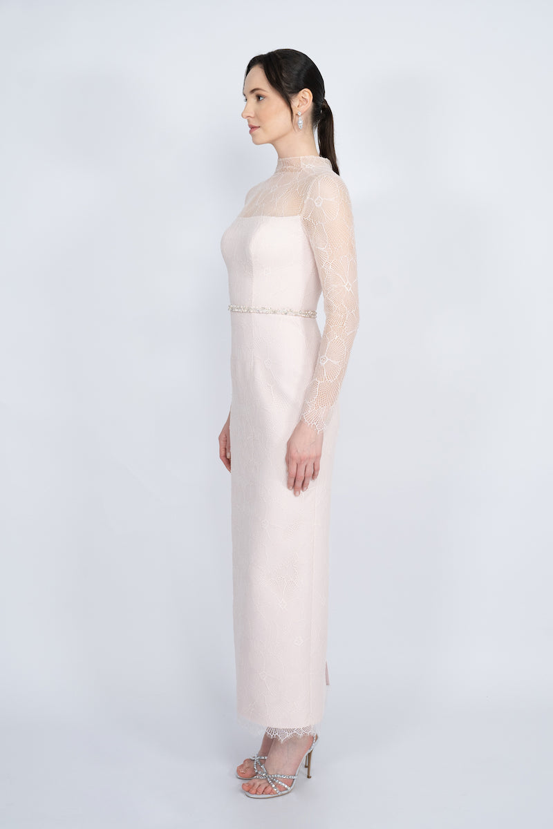 POWDER FULLY LACE COVERED MAXI DRESS - CULT MIA