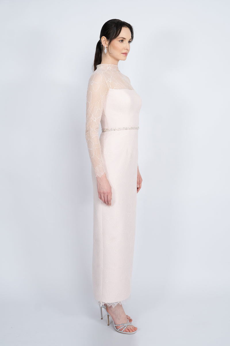 POWDER FULLY LACE COVERED MAXI DRESS - CULT MIA