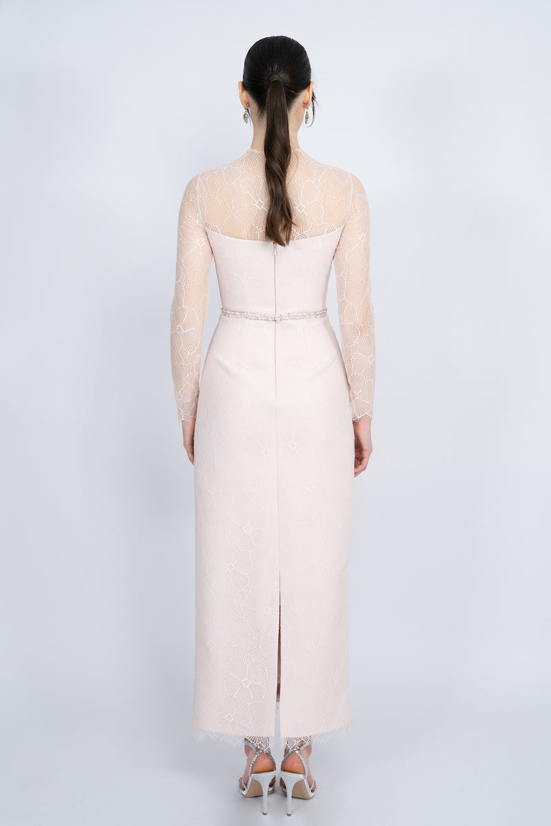 POWDER FULLY LACE COVERED MAXI DRESS - CULT MIA