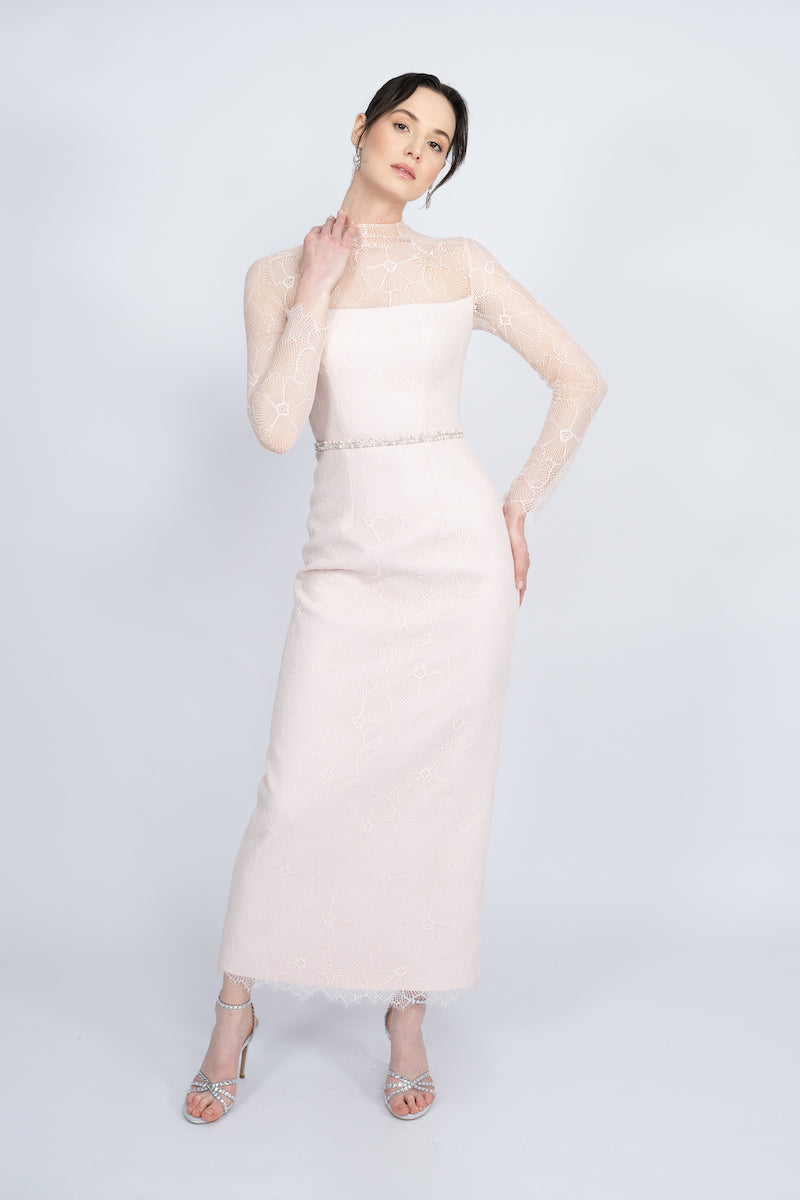 POWDER FULLY LACE COVERED MAXI DRESS - CULT MIA