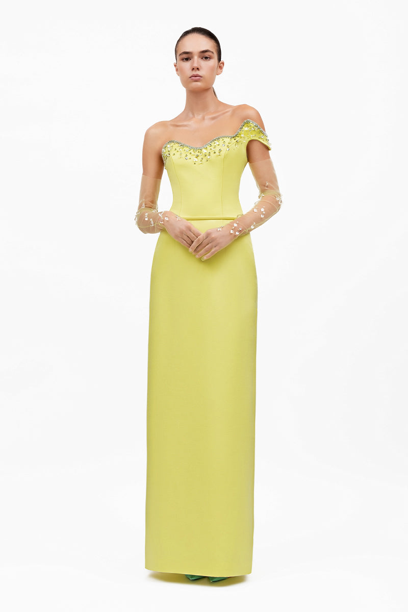 RAINDROP GLOVES IN BABY YELLOW