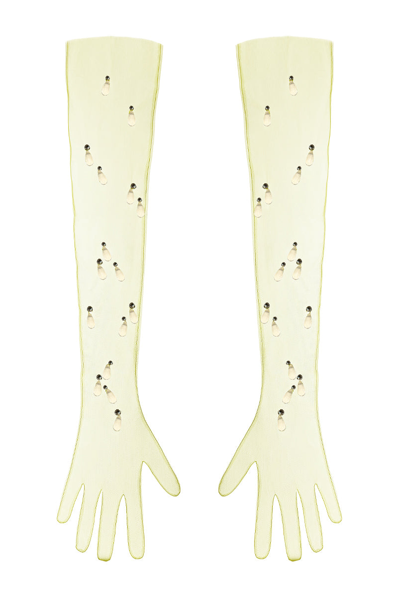 RAINDROP GLOVES IN BABY YELLOW