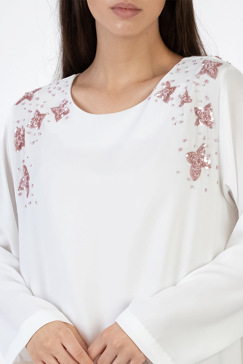ABSTRACT SEQUINS DRESS IN WHITE - CULT MIA