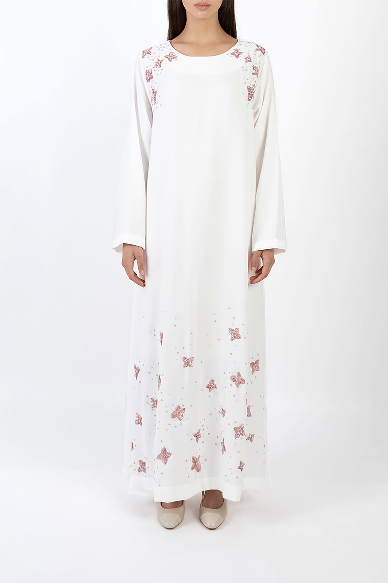 ABSTRACT SEQUINS DRESS IN WHITE - CULT MIA