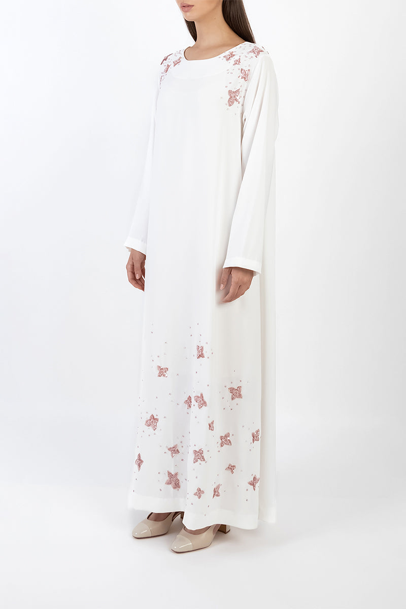 ABSTRACT SEQUINS DRESS IN WHITE - CULT MIA