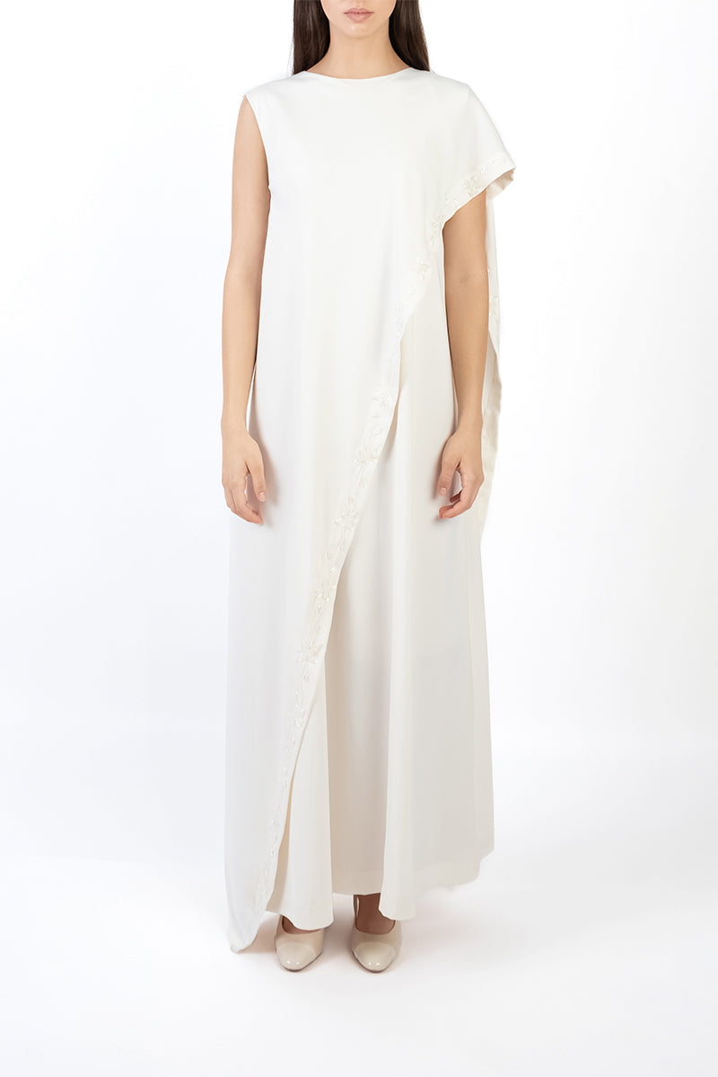 ASYMMETRIC DRESS IN LIGHT BEIGE - CULT MIA
