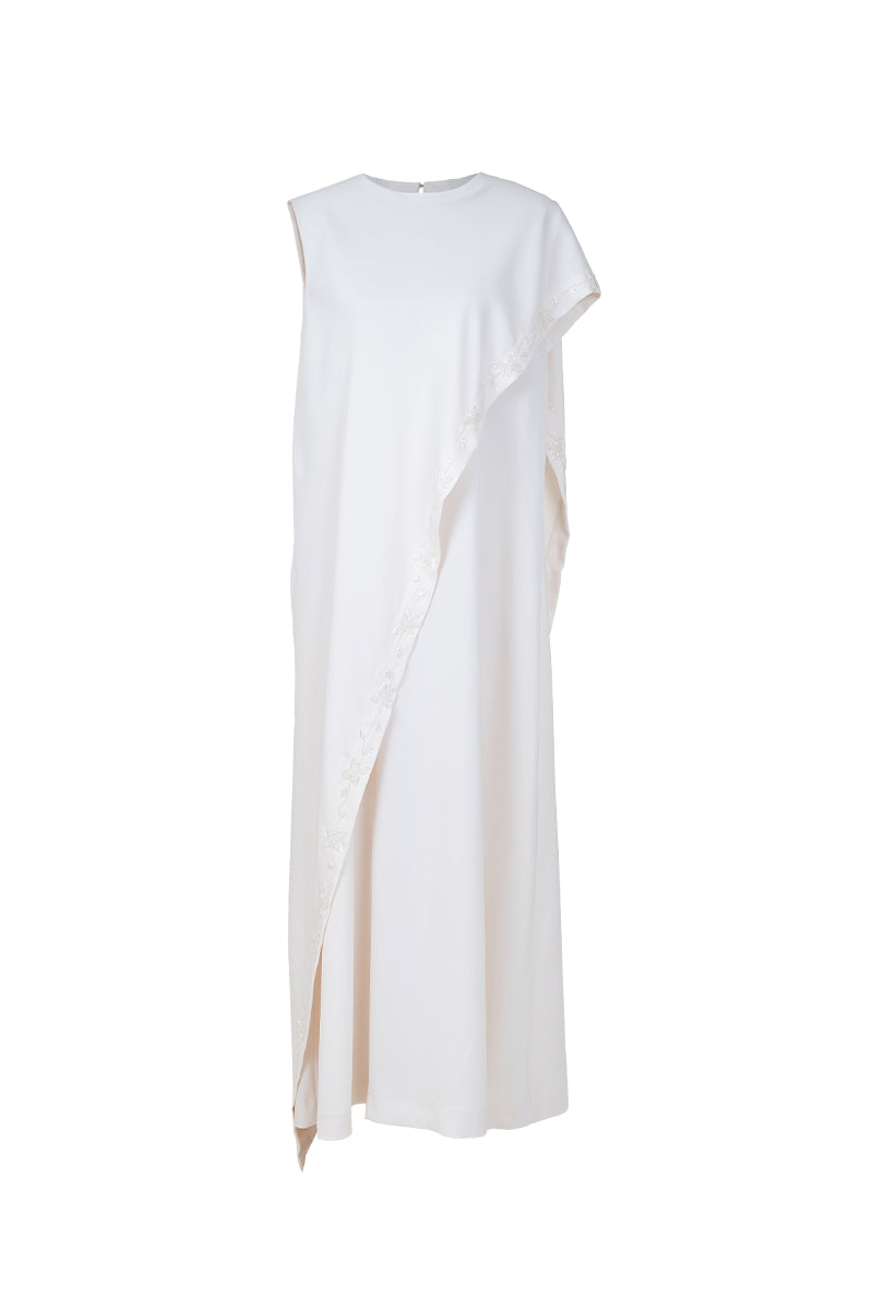 ASYMMETRIC DRESS IN LIGHT BEIGE - CULT MIA
