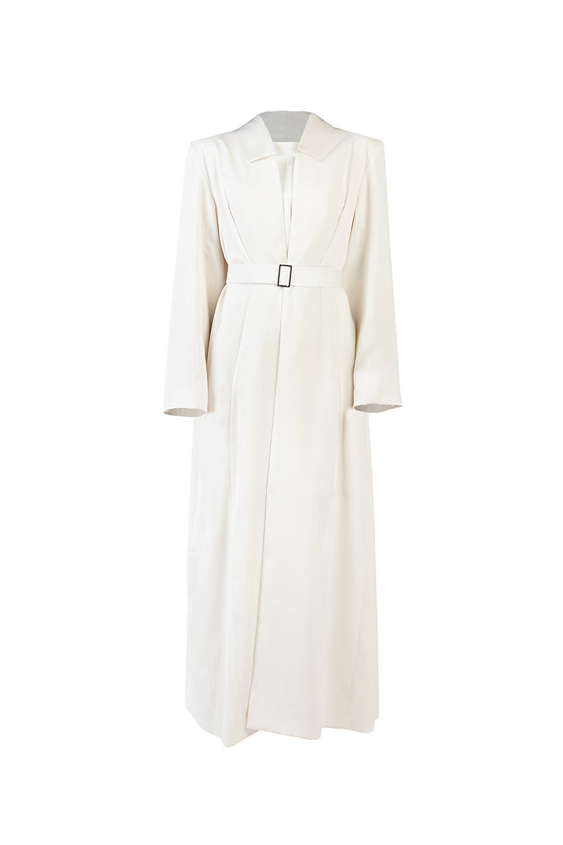 HIGH NECK TAILORED COAT IN WHITE - CULT MIA