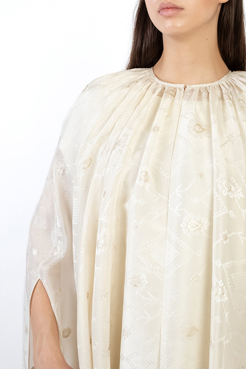 CAPE DRESS IN LIGHT GOLD - CULT MIA