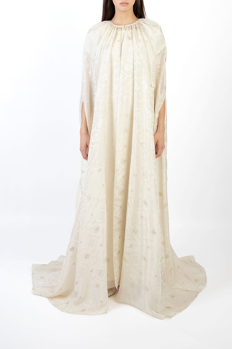 CAPE DRESS IN LIGHT GOLD - CULT MIA