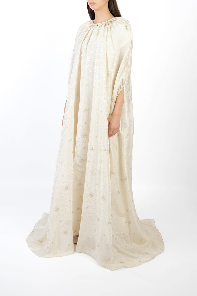 CAPE DRESS IN LIGHT GOLD - CULT MIA