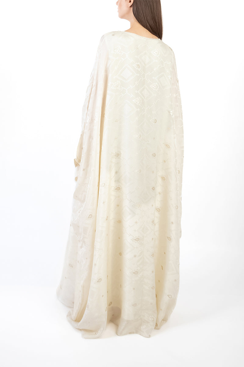 EMBELLISHED V-NECK CAFTAN IN LIGHT GOLD - CULT MIA