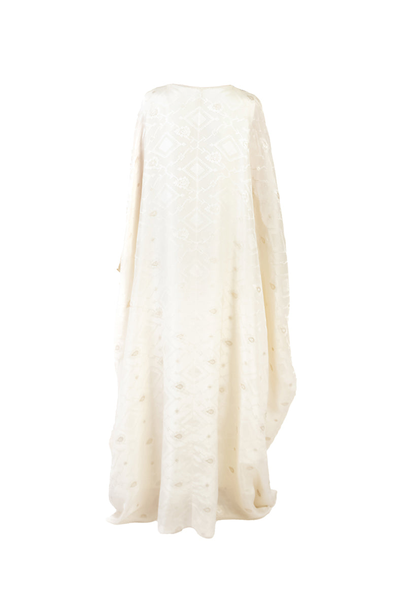 EMBELLISHED V-NECK CAFTAN IN LIGHT GOLD - CULT MIA