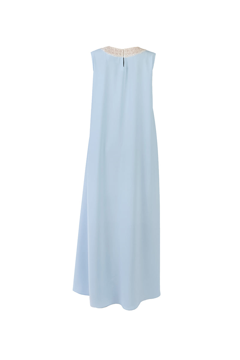 EMBELLISHED PANEL DETAIL DRESS IN LIGHT BLUE - CULT MIA