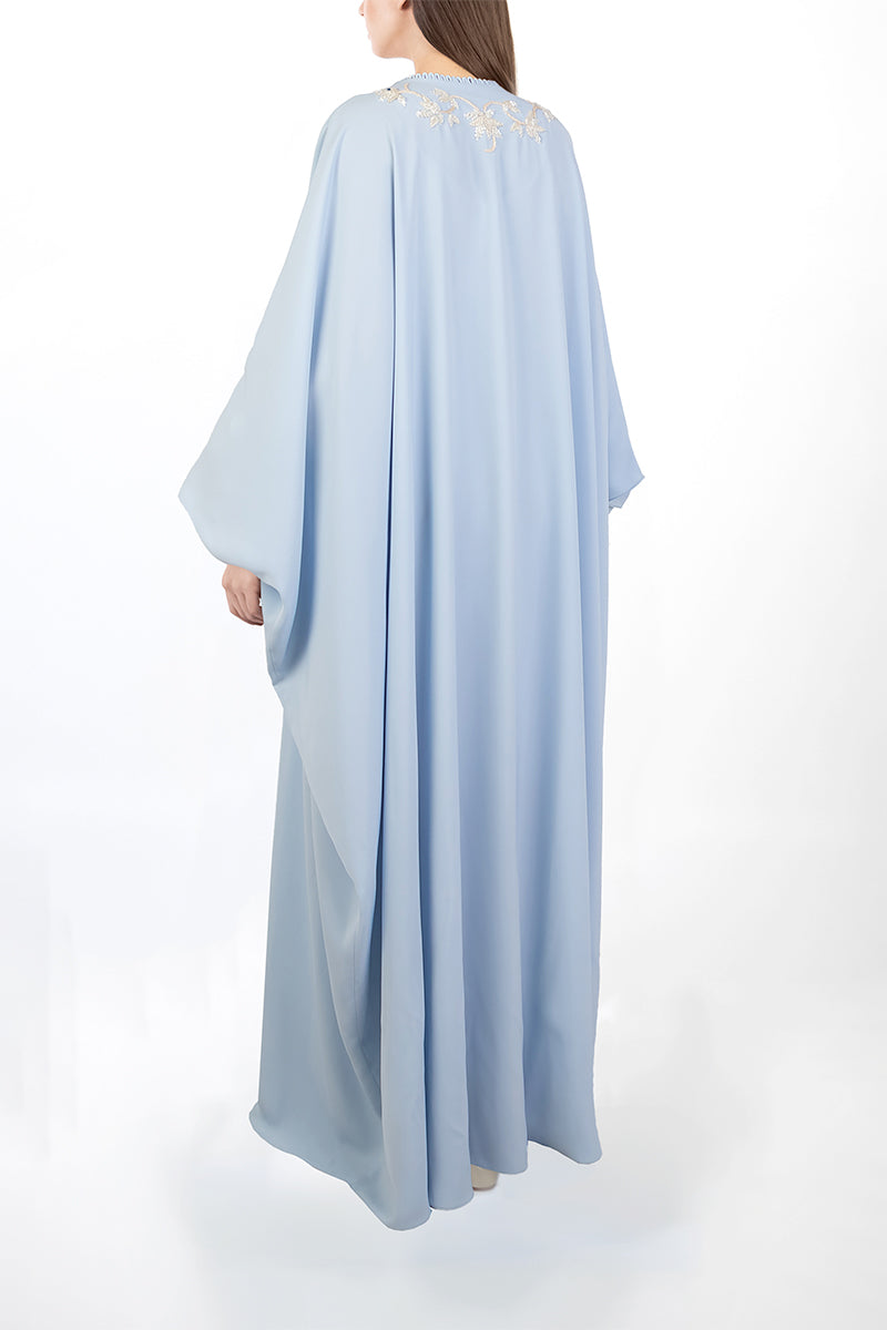 FLORAL EMBELLISHED CAPE IN LIGHT BLUE - CULT MIA
