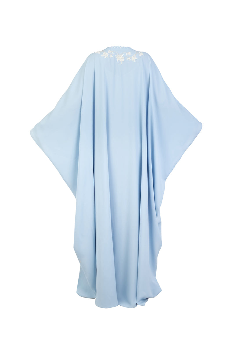 FLORAL EMBELLISHED CAPE IN LIGHT BLUE - CULT MIA