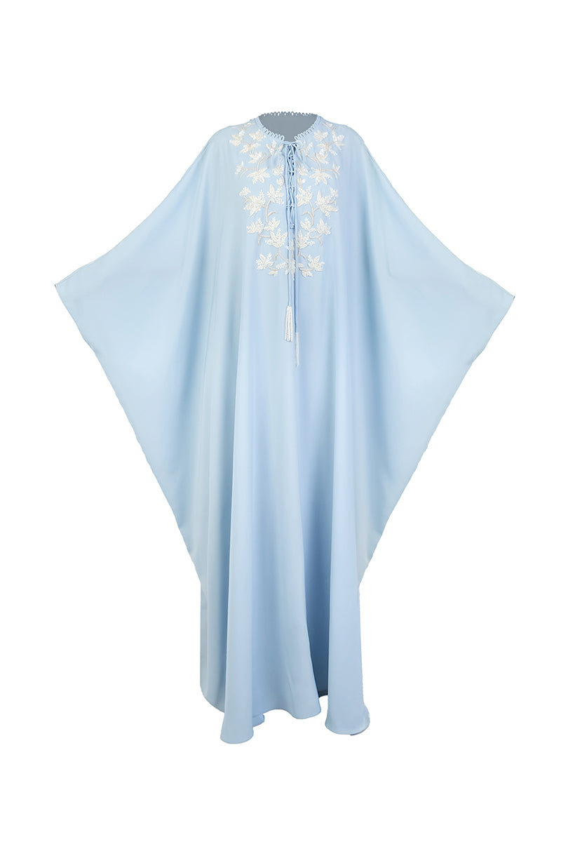 FLORAL EMBELLISHED CAPE IN LIGHT BLUE - CULT MIA