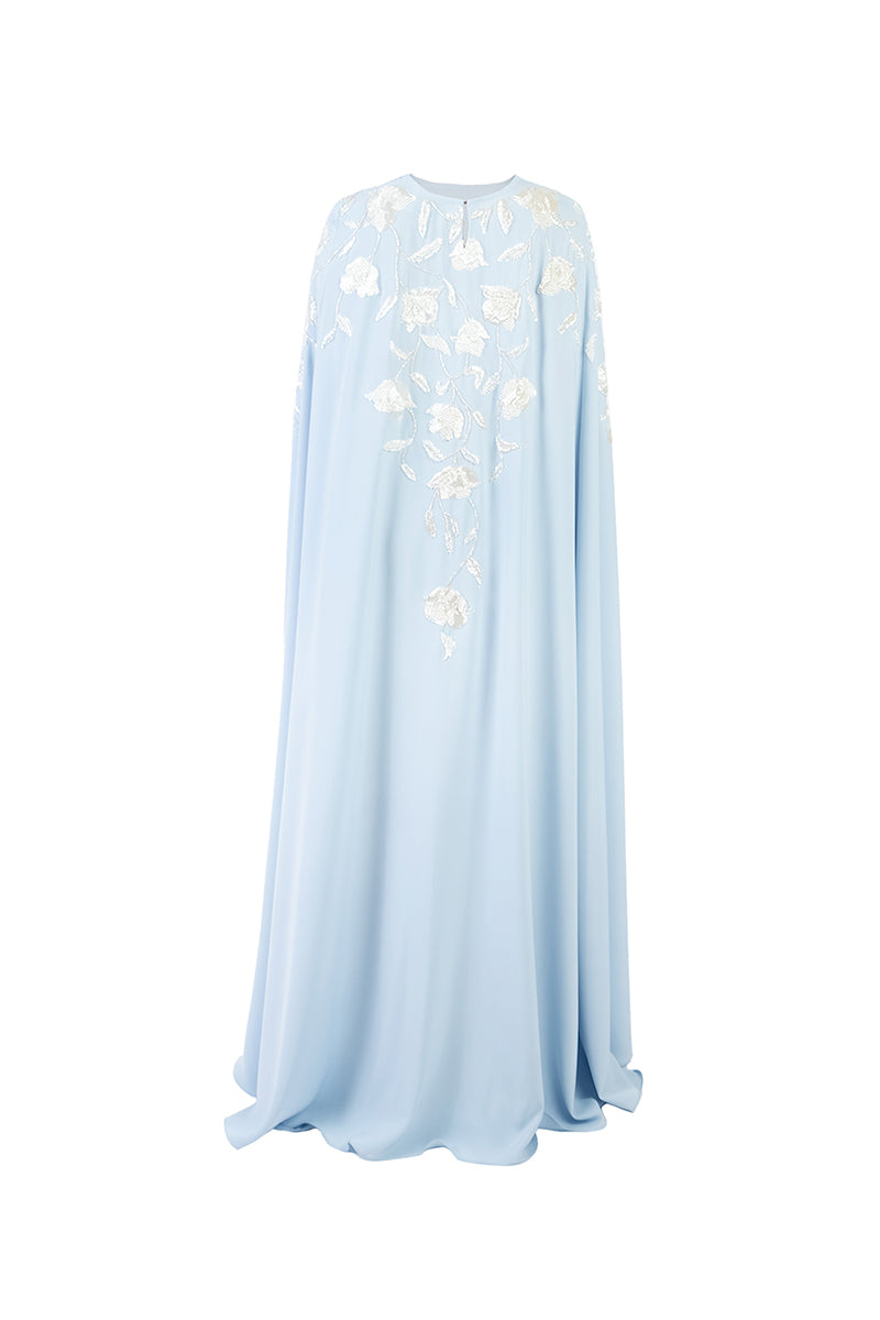 FLORAL EMBELLISED DRESS IN LIGHT BLUE - CULT MIA