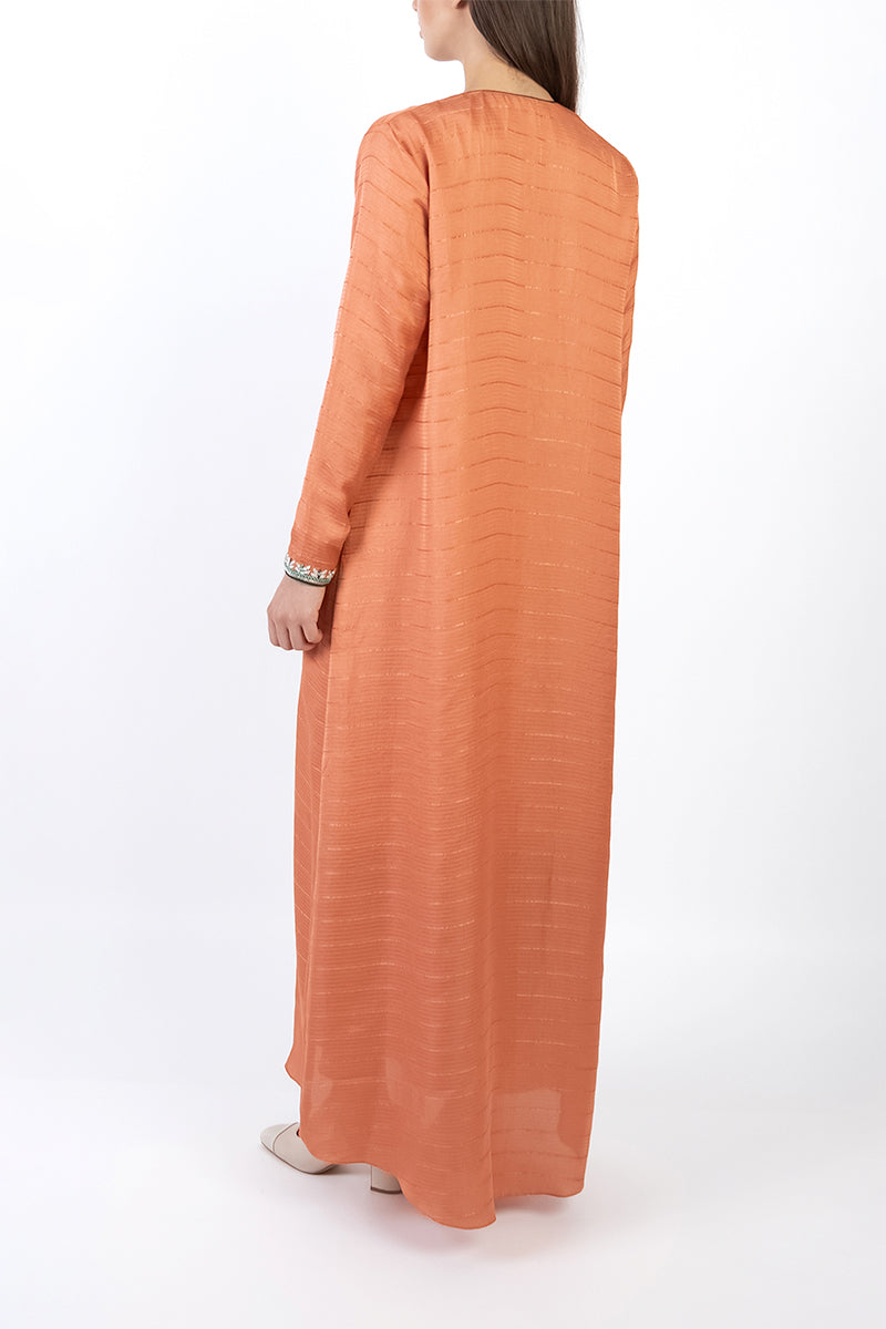 PALM TREE EMBELLISHED DRESS IN SOFT ORANGE - CULT MIA