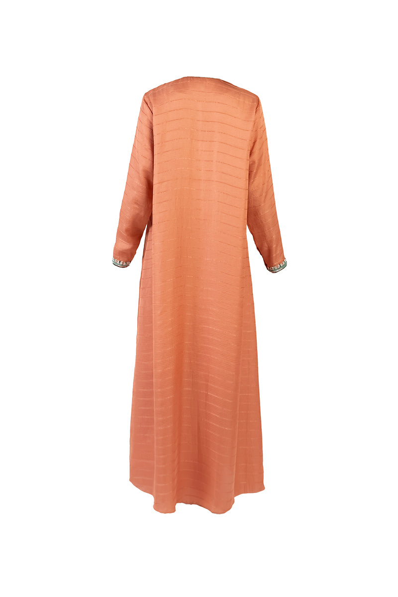 PALM TREE EMBELLISHED DRESS IN SOFT ORANGE - CULT MIA