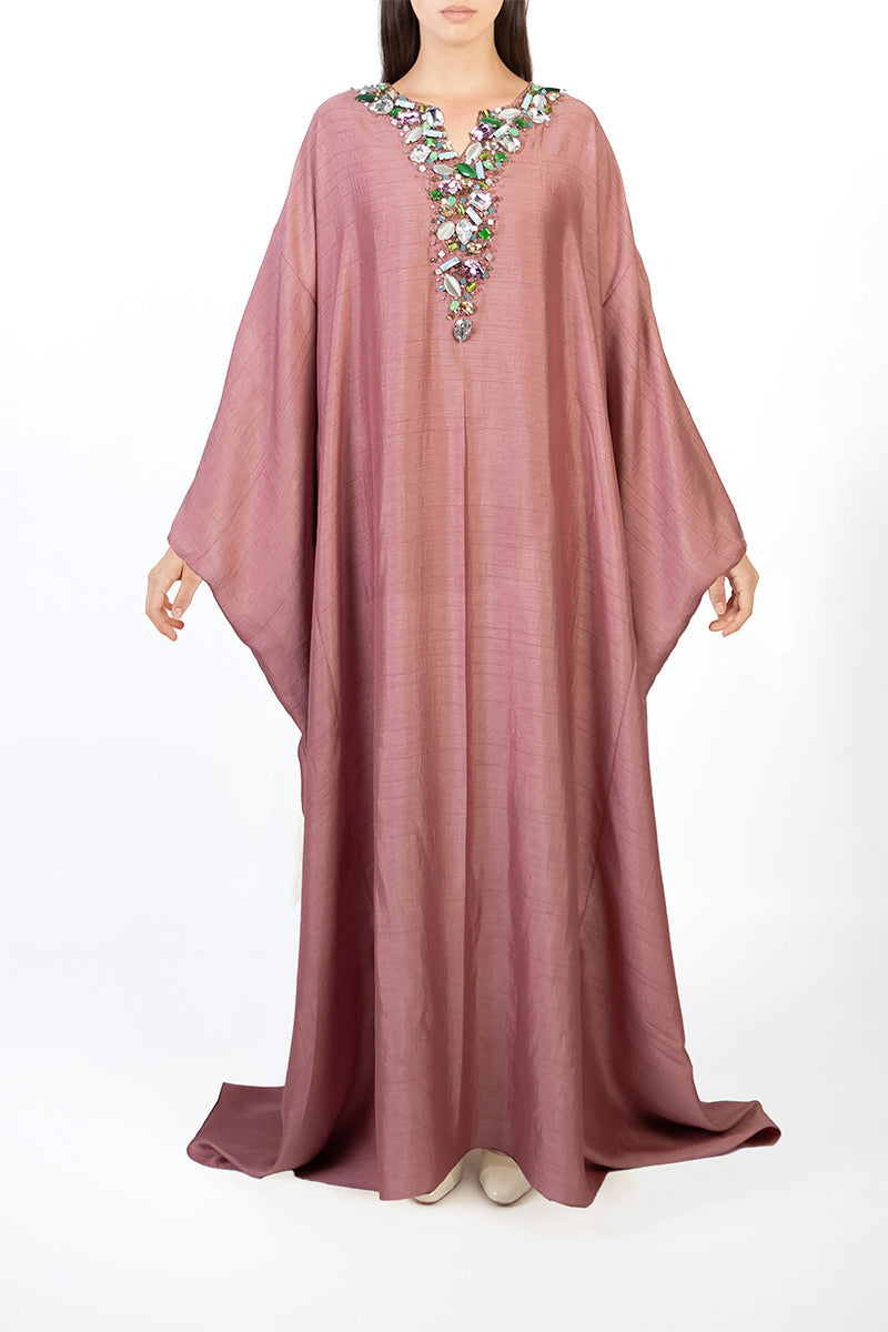 EMBELLISHED CAFTAN IN DARK PINK - CULT MIA
