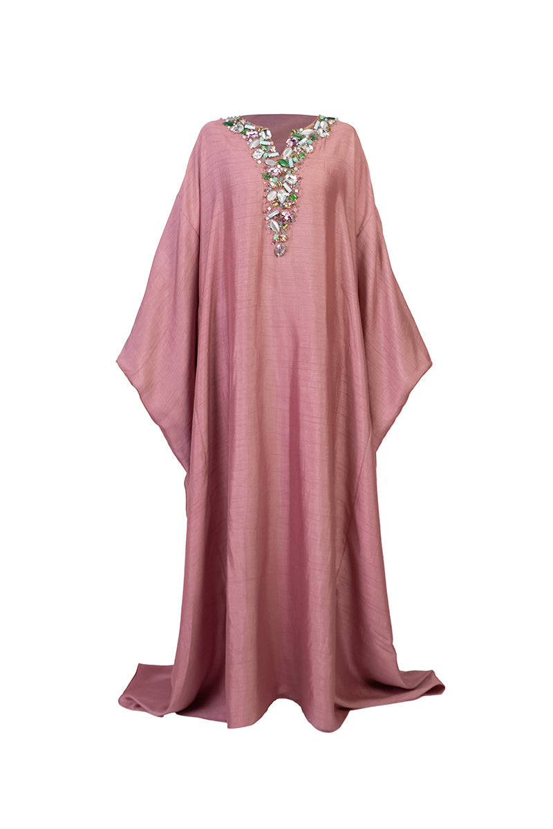 EMBELLISHED CAFTAN IN DARK PINK - CULT MIA