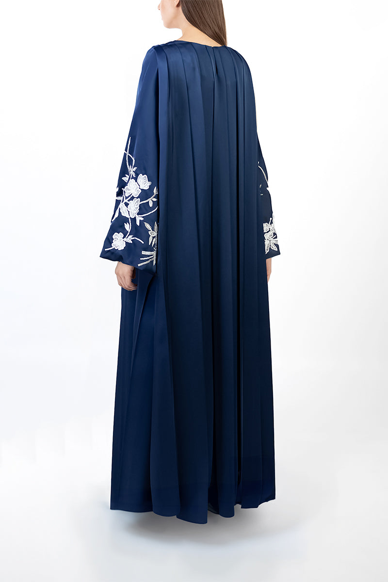 FLORAL EMBROIRDERED DRESS IN NAVY BLUE - CULT MIA